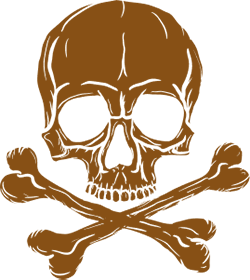 A skull and crossbones symbolizing the excitement of an escape room game at All In Adventures.